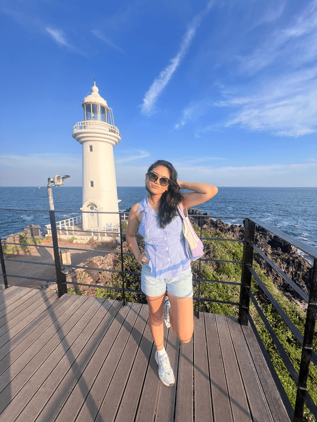 Lightweight summer top styled in Jeju