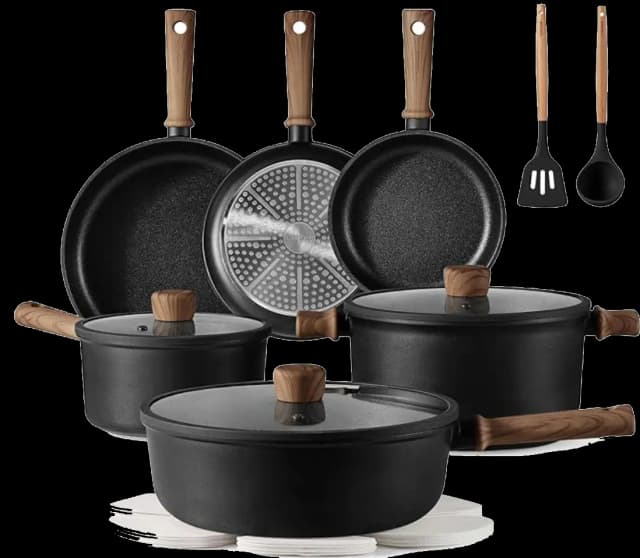 Set of cookware pots and pans